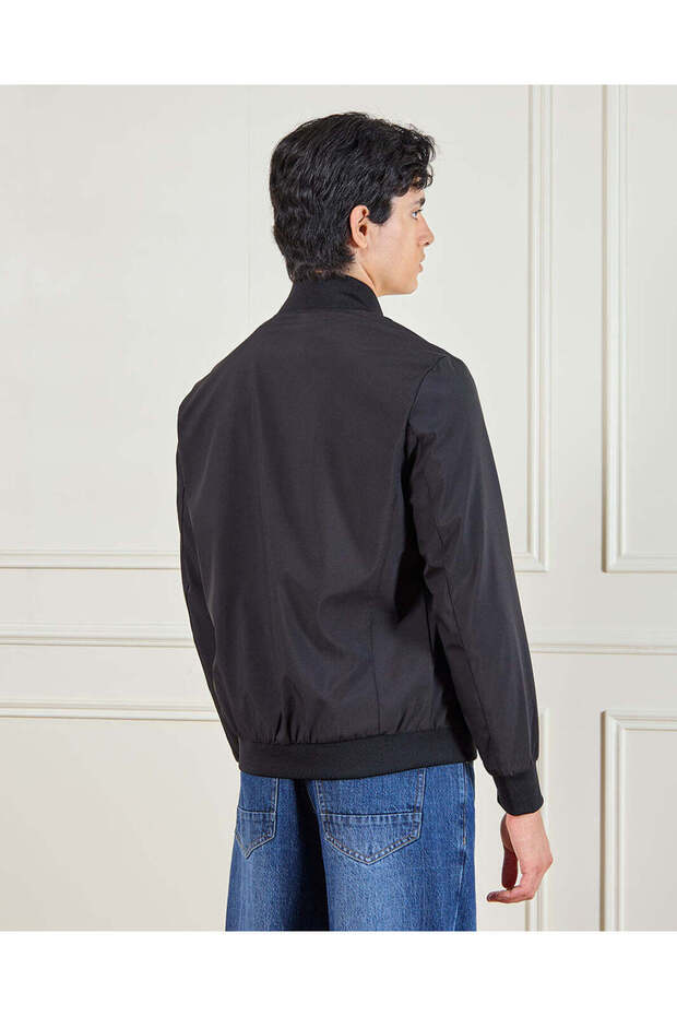 Men Black Bomber Jacket - 3