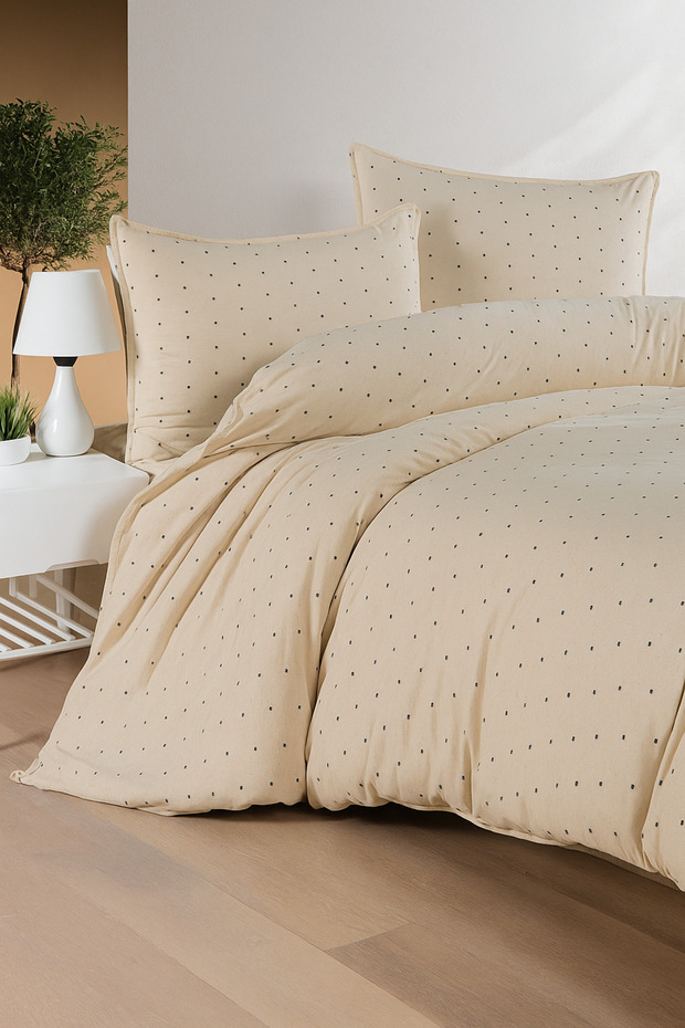 Point Single Duvet Cover Set Beige Boxed