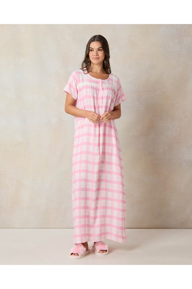 Women Pink Printed Nightgown
