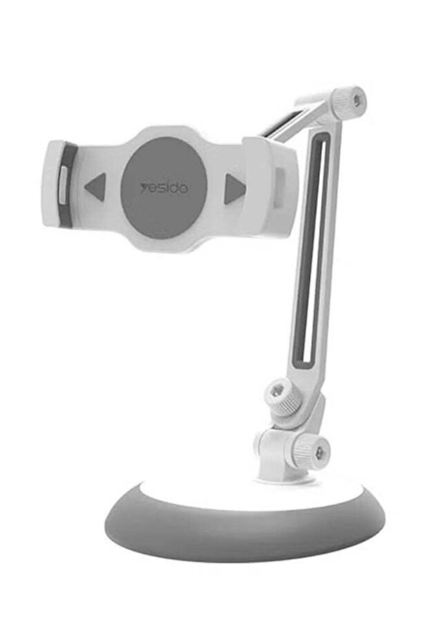Smart Adjustable Tablet Holder Stand - White/Grey, Universal 7-13in, 360° Rotation, Foldable