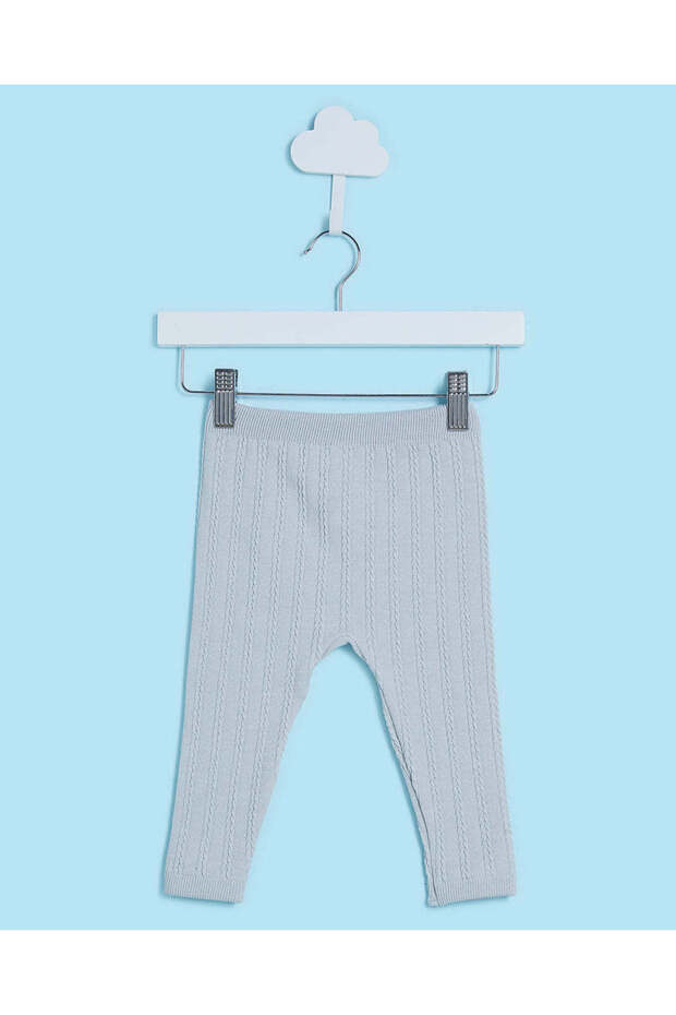 Infant Girls Blue Cable Knitted Leggings