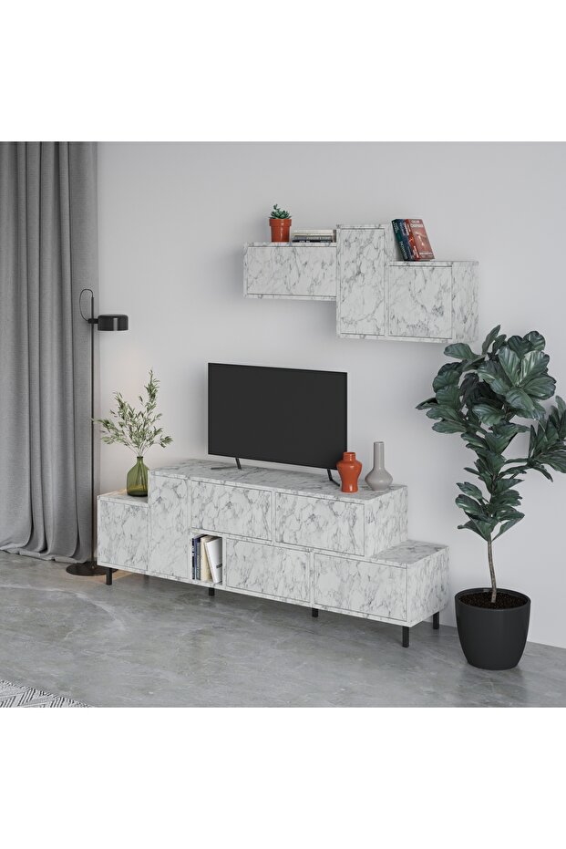 Mourah Hermes Tv Unit Up To 50 Inches - White Marble