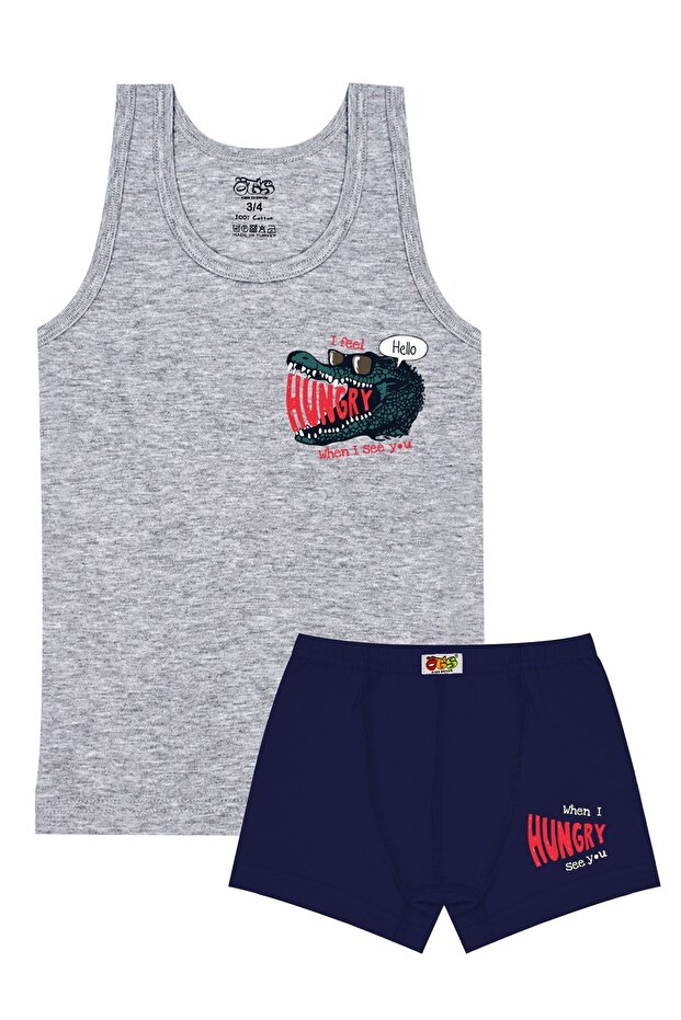 Boy's Undershirt Boxer Stretch Fabric Gray Hungry (96% Cotton - 4% Elastane)