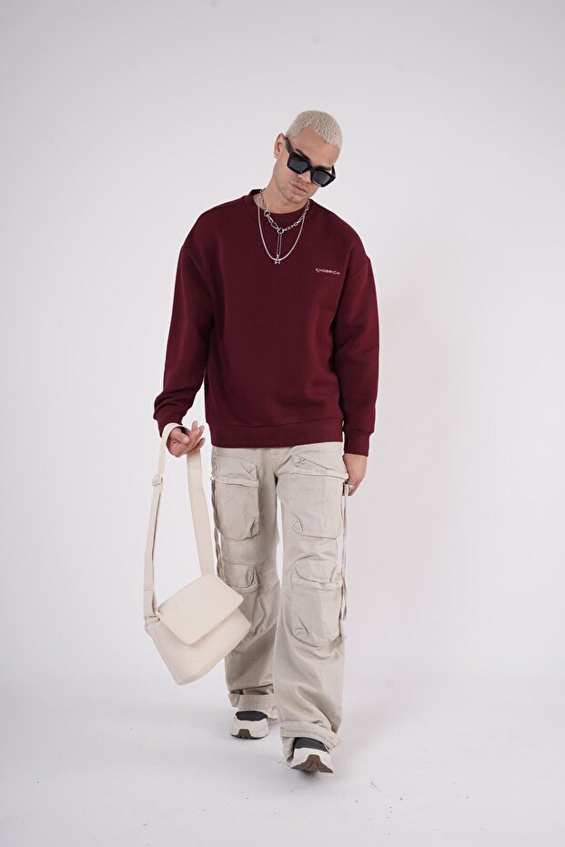 سترة تريند بيز قصة فضفاضة ذات ياقة دائرية أساسية - 4