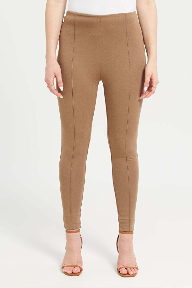 Women Brown Single Pleated Leggings