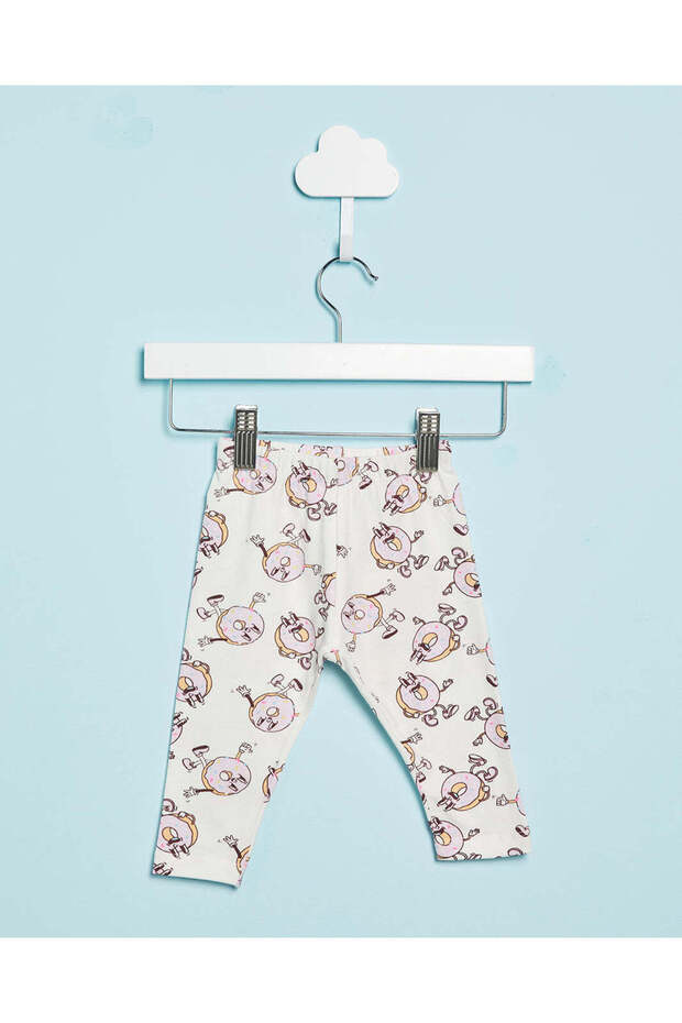 Infant Girls White Donuts Printed Leggings