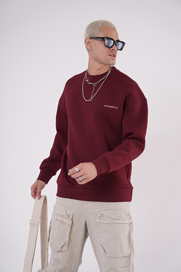 سترة تريند بيز قصة فضفاضة ذات ياقة دائرية أساسية - 3