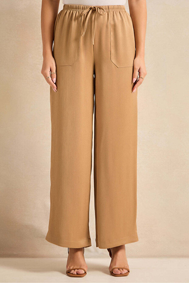 Women Brown Wide Leg Trousers