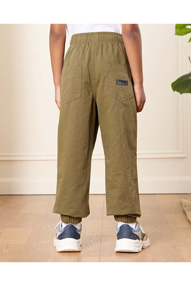 Boys Olive Solid Joggers - 4
