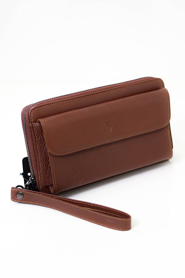 Leather Wallet with Phone Holder (1002-3) Tan