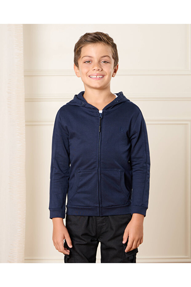 Boys Navy Hooded Sweatshirt