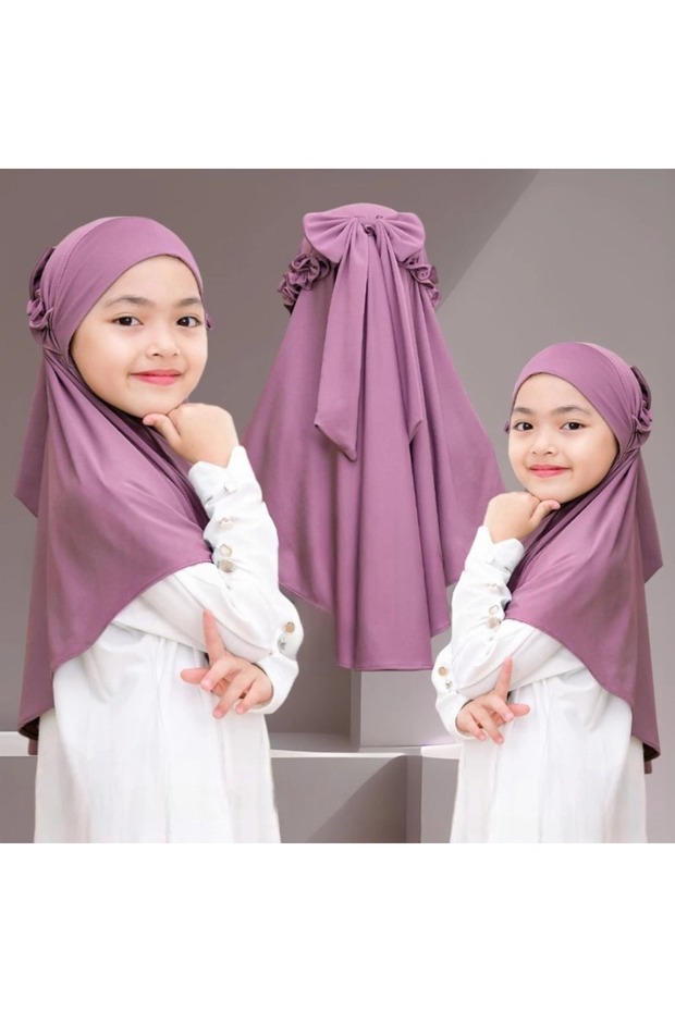Girl's Imported Practical Ready-To-Wear Easy Head Cover Scarf Shawl Bonnet L Stretch Fabric Hijab Gift