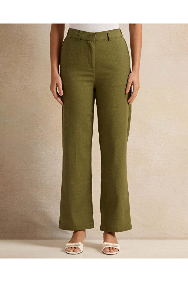 Women Olive Flared trousers