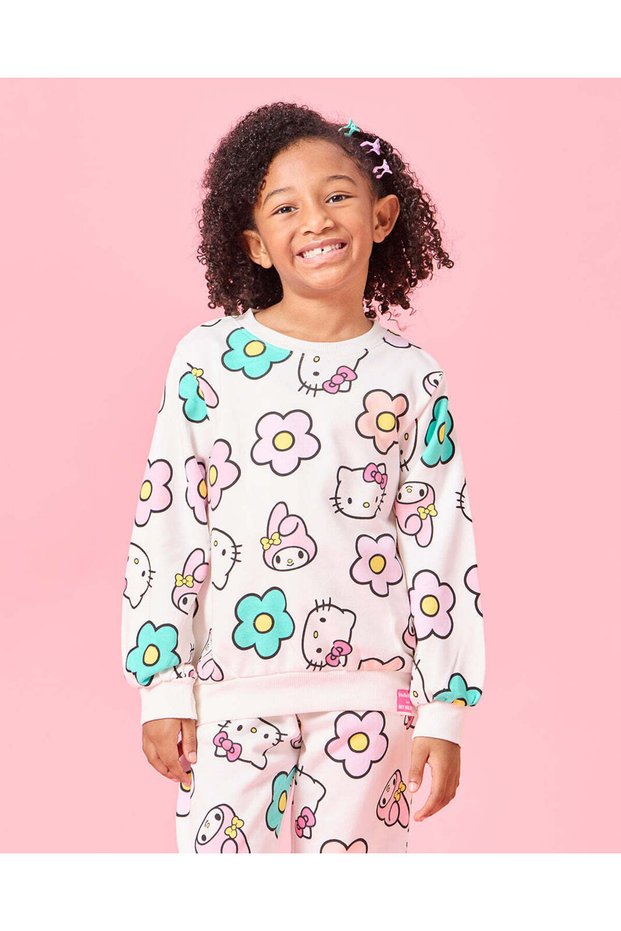 Girls Ivory Hello Kitty Print Sweatshirt