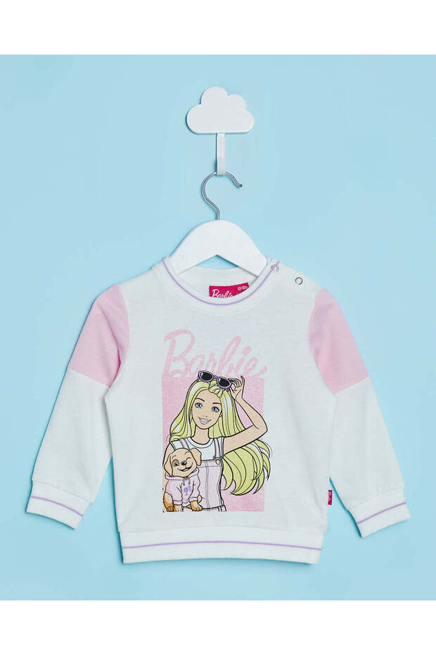 Infant Girls White Barbie Printed Sweatshirt