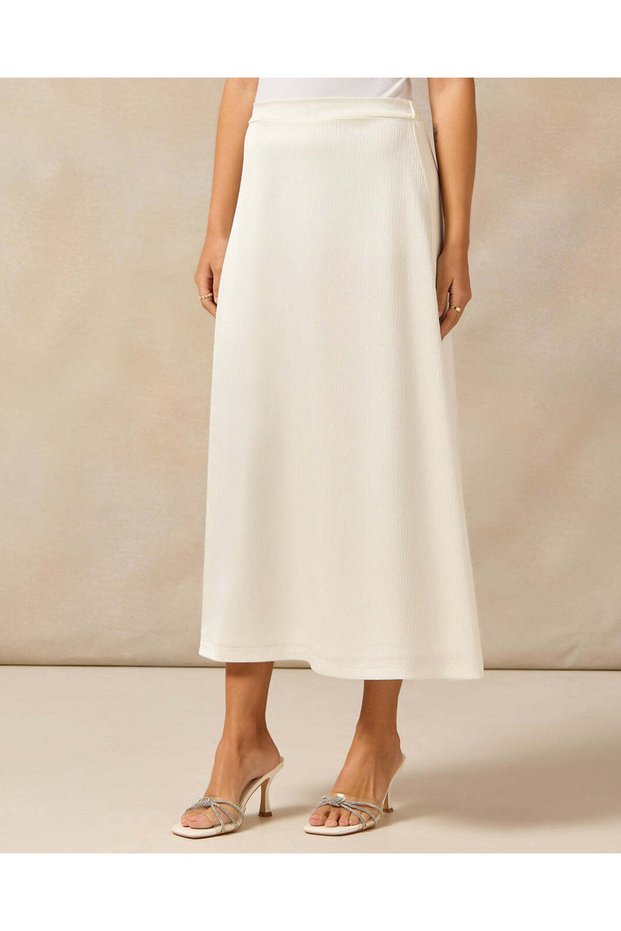 Women Ivory Plain Wide Leg Trousers