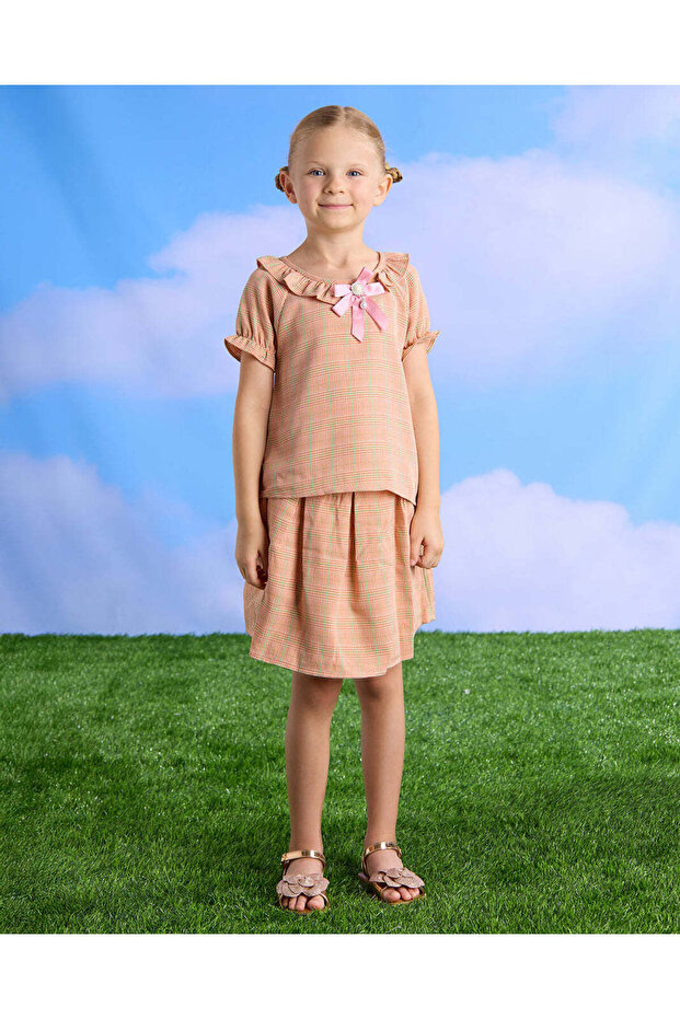 Girls Brown Embellished Casual Set (2 Piece)