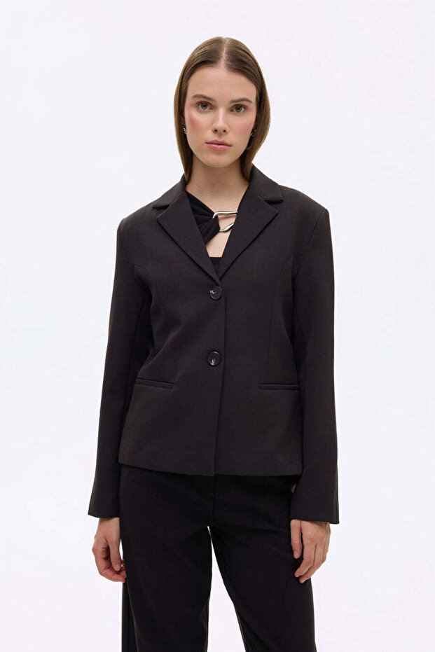 Double Button Stitching Detail Blazer Jacket - 1