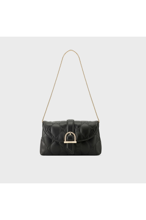 Graciela Quilted Shoulder Bag with Flap Closure and Chain Strap