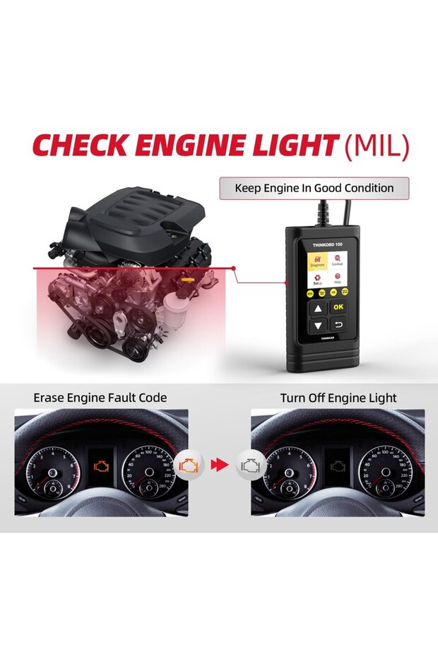 THINKCAR THINKOBD 100 Auto OBD2 Scanner Car Code Reader Clear Code Smog Test 10 Mode OBD 2 Functi... - 4