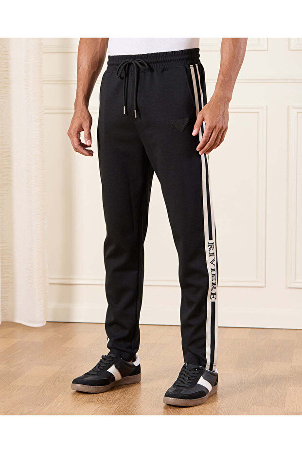 Men Black Embellished Active Pants