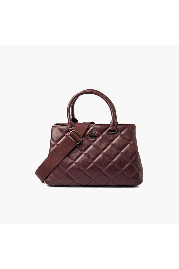 Quilted Tote Bag with Zip Closure