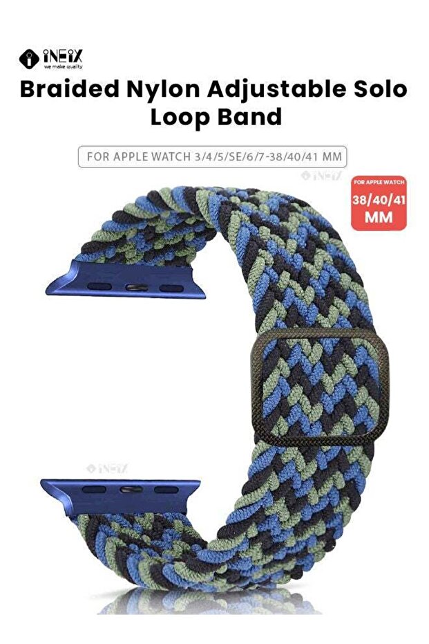 سوار من النايلون المضفر قابل للتعديل لساعة Apple Watch مقاس 38،40،41 مم