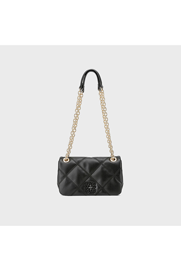 Quilted Top Handle Shoulder Bag with Magnetic Closure and Chain Strap