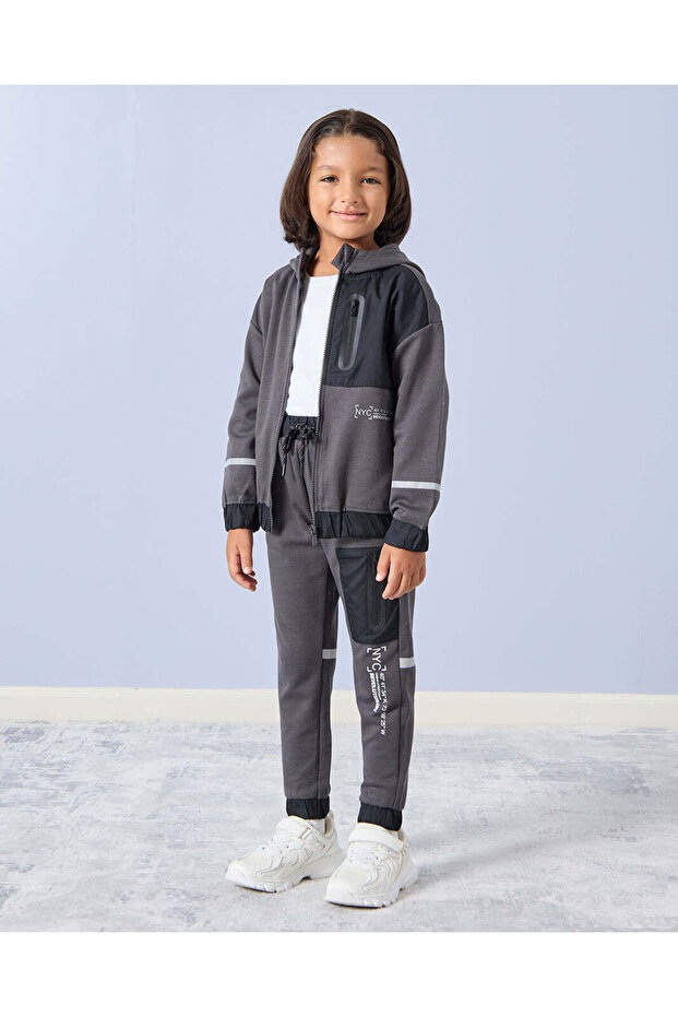 Boys Charcoal Hooded Jog Set (2 Piece)
