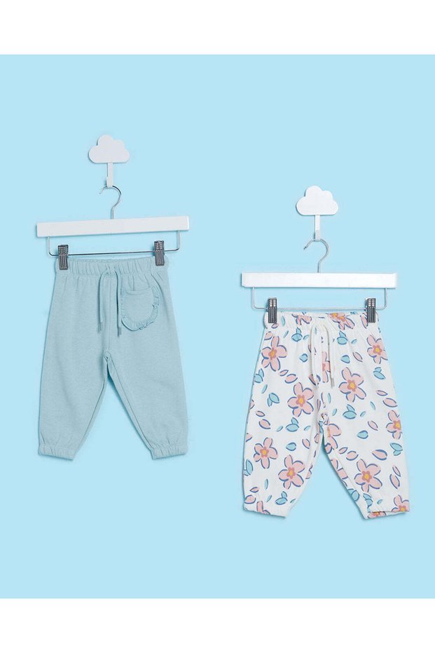 Infant Girls Green And Ivory Print Active Pants (Pack of 2)
