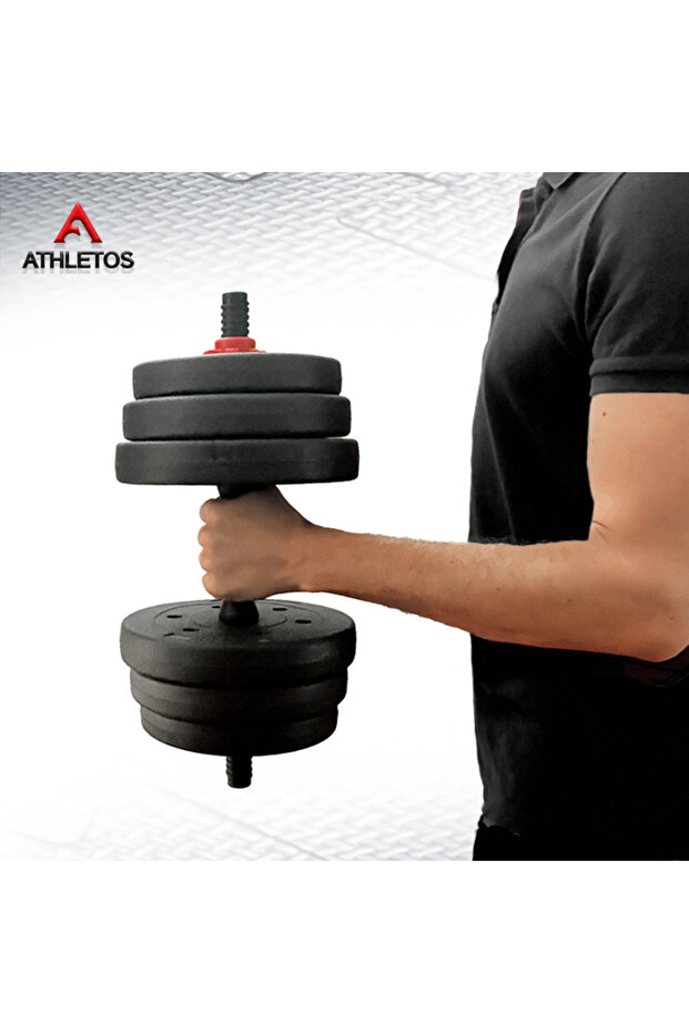 Set of 2 adjustable dumbbells, 20 kg, (4x3, 2x2.5, 2x1.25Kg), connector bar , Red/Black - 2