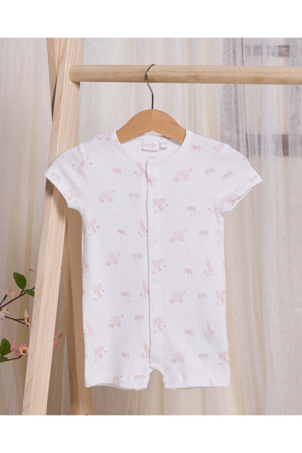 Baby White Elephant Allover Print Romper