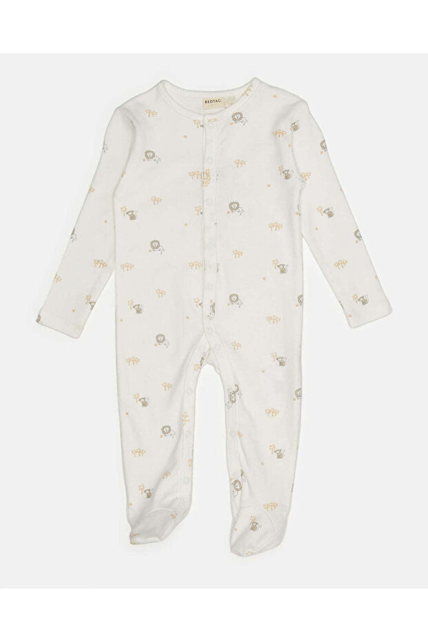 Baby White Lion Allover Print Sleepsuit