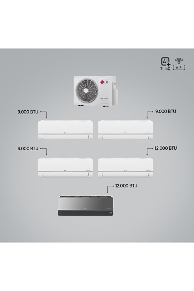 1+5 MULTİ SİSTEM / 9+9+9+12+12 İÇ ÜNİTELER = 1 ADET DIŞ ÜNİTE Al ThinQ Wi-Fi Kontrolü - 1