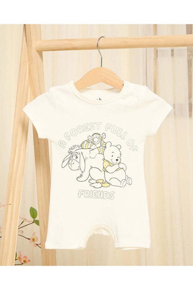 Baby Cream Winnie The Pooh Printed Romper Suit