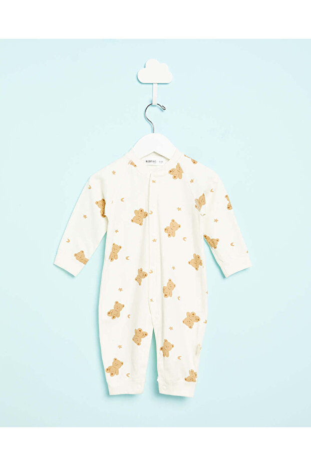 Baby White Bear Print Sleepsuit