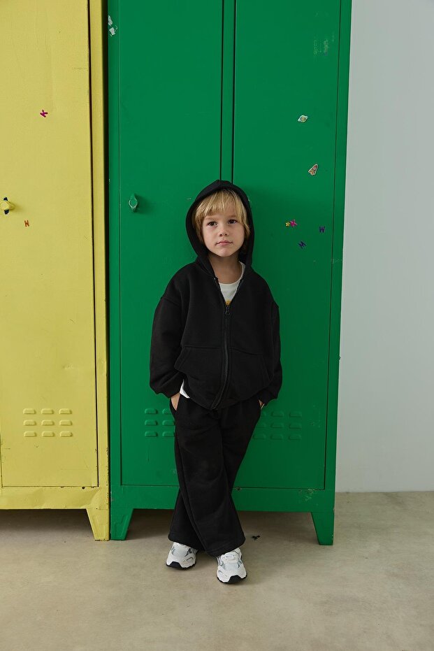 Fermuarlı Sweat Takım - siyah - 4