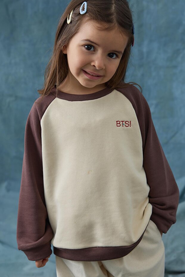 Nakışlı Oversize Sweat - tereyağ - 4