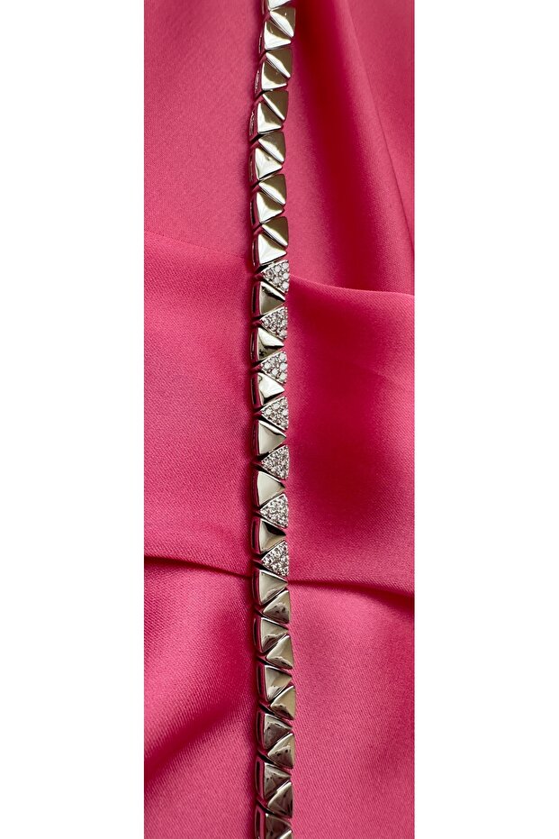 Triangle Stone Silver Bracelet - 2