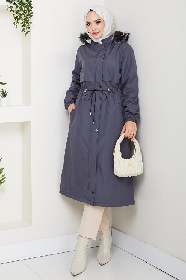 Allerli Fur Lined Bondit Coat Smoked Hm2330