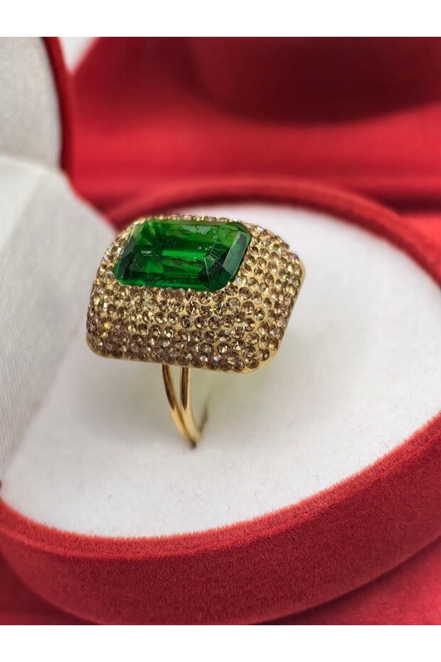 SOLID GREEN STONE RING - 2