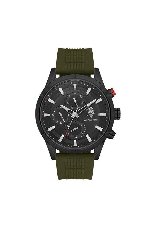Crossing Black Dial Green Stainless Steel Bracelet Multifunction Watch for Men 46mm