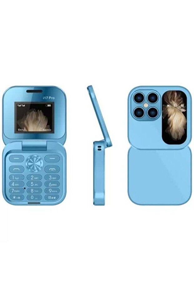 Hope i17 Pro Blue Mini Flip Phone – Dual SIM Compact Keypad Mobile for Everyday Use