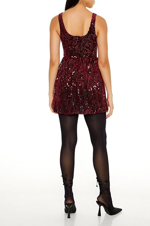 Payetli Mini Elbise - 6