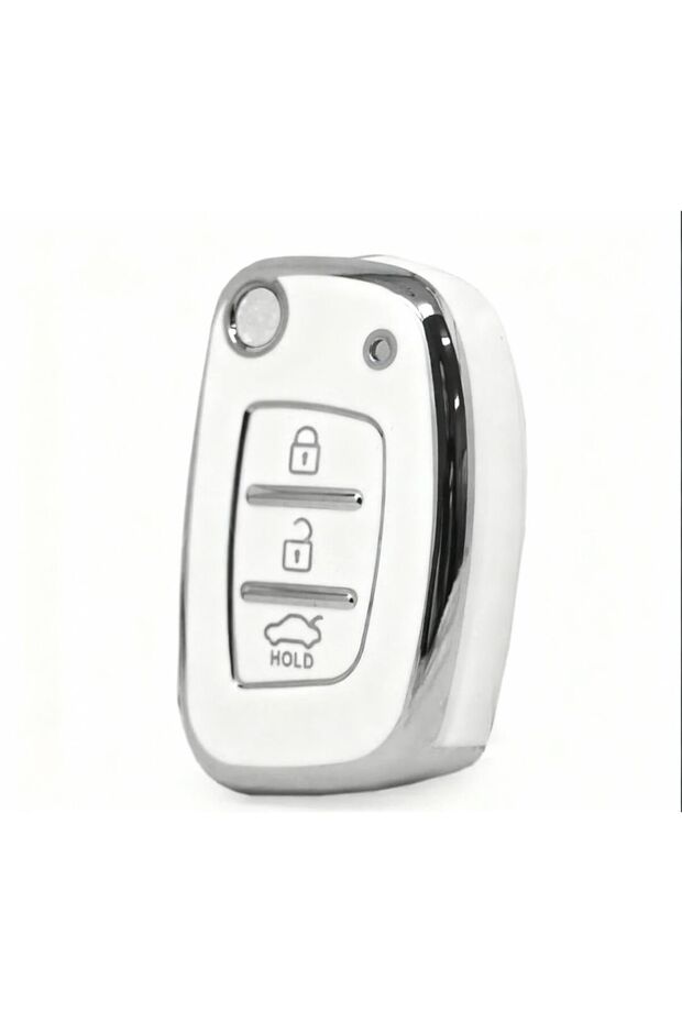 Hyundai Bayon I10 I20 Ix35 Elantra Tucson Key Case Cover Silent Model White Silver Silver Color