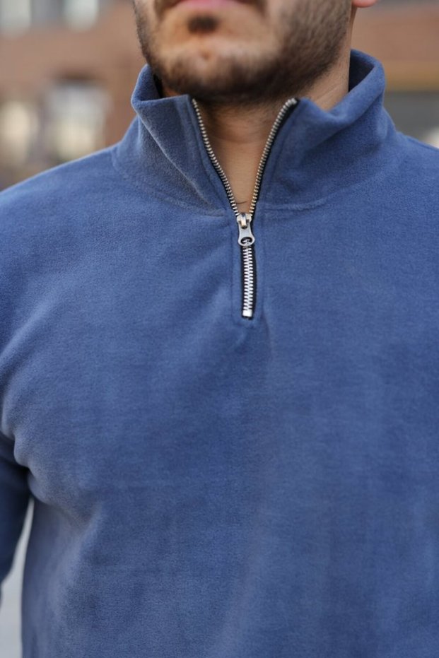 Men's Zip Collar Fleece with Elastic Waist