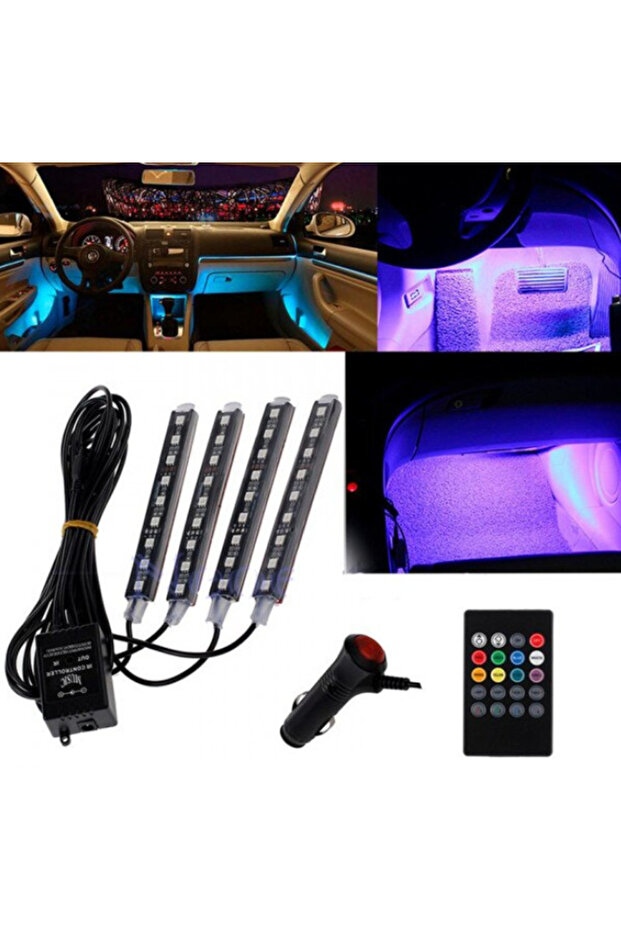 Set of 4 12 LED strips with ambient light for car and RGB remote control - 6
