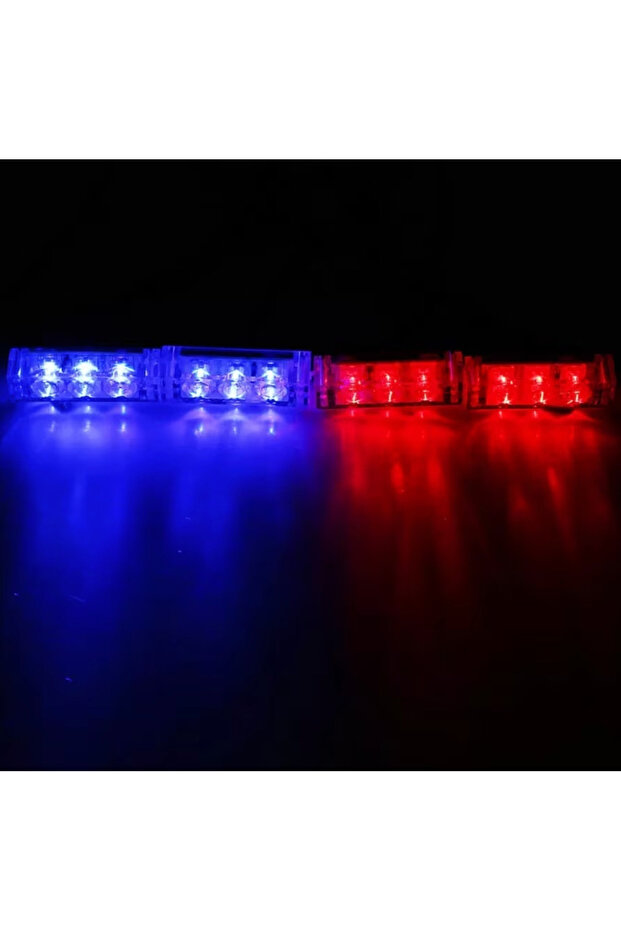 Set of 4 red blue LED warning lights for the grille with strobe functions 36W 12V - 2