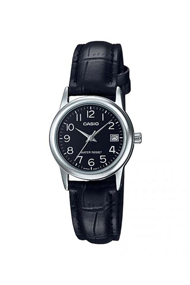 Women's Water Resistant Leather Analog Watch LTP-V002L-1BUDF - 25 mm - Black