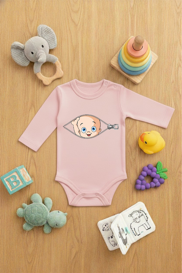 Zıbın Baby Snap-On Printed Cute Bodysuit Sweet Baby Printed